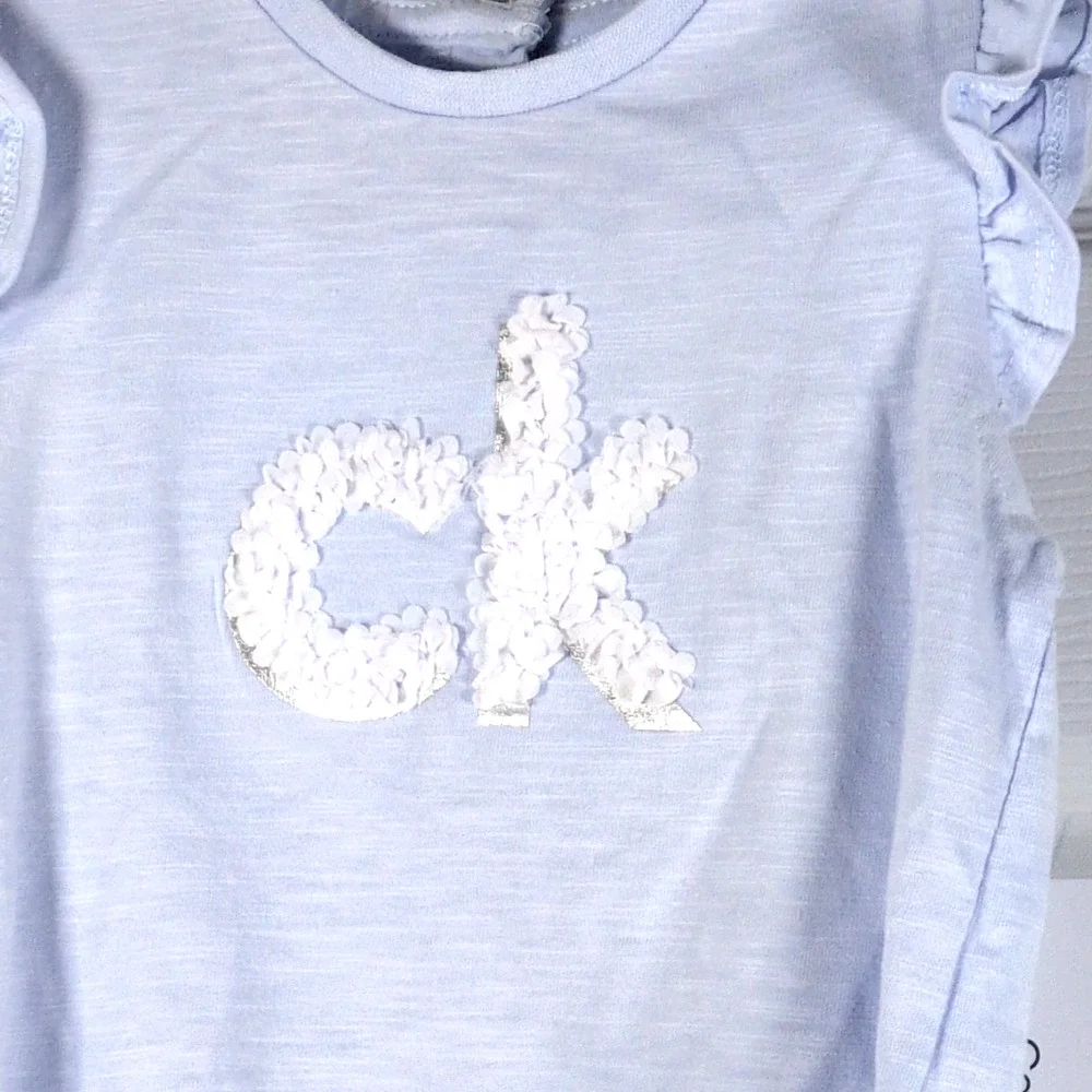 Calvin Klein Baby 2-Piece Rosette Logo Shirt Gauze Skirted Diaper Cover Set NWT